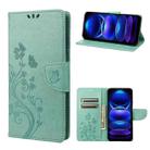 For Xiaomi Redmi Note 12 5G Global / Poco X5 5G Butterfly Flower Pattern Leather Phone Case(Green) - 1