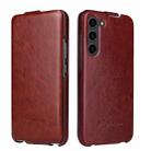 For Samsung Galaxy S23 5G Fierre Shann 64 Texture Vertical Flip PU Leather Phone Case(Brown) - 1
