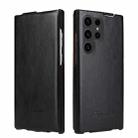 For Samsung Galaxy S23 Ultra 5G Fierre Shann 64 Texture Vertical Flip PU Leather Phone Case(Black) - 1