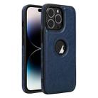 For iPhone 14 Pro Leather Texture Stitching Phone Case(Blue) - 1