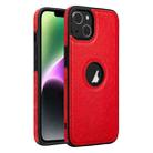 For iPhone 14 Plus Leather Texture Stitching Phone Case(Red) - 1