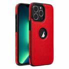 For iPhone 13 Pro Max Leather Texture Stitching Phone Case(Red) - 1