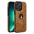 For iPhone 13 Pro Max Leather Texture Stitching Phone Case(Brown) - 1