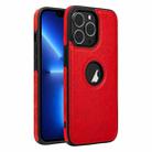 For iPhone 13 Pro Leather Texture Stitching Phone Case(Red) - 1