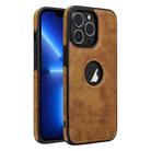 For iPhone 13 Pro Leather Texture Stitching Phone Case(Brown) - 1