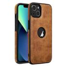 For iPhone 13 mini Leather Texture Stitching Phone Case(Brown) - 1