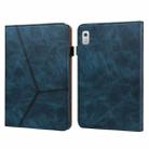 For Lenovo Tab M9 Embossed Striped Leather Tablet Case(Blue) - 1