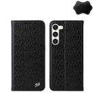 For Samsung Galaxy S23 5G Fierre Shann Crocodile Texture Magnetic Genuine Leather Phone Case(Black) - 1