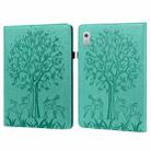 For Lenovo Tab M9 Tree & Deer Pattern Embossed Leather Tablet Case(Green) - 1