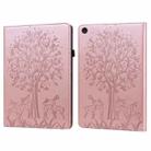 For Lenovo Tab M10 3rd Gen Tree & Deer Pattern Embossed Leather Tablet Case(Pink) - 1