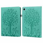 For Samsung Galaxy Tab A7 Lite T220 Tree & Deer Pattern Embossed Leather Tablet Case(Green) - 1