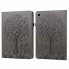 For Samsung Galaxy Tab A7 Lite T220 Tree & Deer Pattern Embossed Leather Tablet Case(Grey) - 1