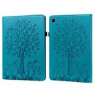 For Samsung Galaxy Tab A7 Lite T220 Tree & Deer Pattern Embossed Leather Tablet Case(Blue) - 1