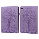 For Samsung Galaxy Tab A7 Lite T220 Tree & Deer Pattern Embossed Leather Tablet Case(Purple) - 1