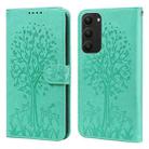 For Samsung Galaxy S23+ 5G Tree & Deer Pattern Pressed Printing Horizontal Flip Leather Phone Case(Green) - 1