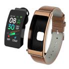 K50 1.08 inch Leather Band Earphone Detachable IP67 Waterproof Smart Watch Support Bluetooth Call(Brown) - 1