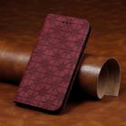 For iPhone 6 / 6s Lucky Flowers Embossing Pattern Magnetic Horizontal Flip Leather Case with Holder & Card Slots(Wine Red) - 1
