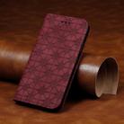 For iPhone 6 Plus Lucky Flowers Embossing Pattern Magnetic Horizontal Flip Leather Case with Holder & Card Slots(Wine Red) - 1