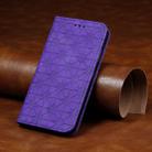 For iPhone XR Lucky Flowers Embossing Pattern Magnetic Horizontal Flip Leather Case with Holder & Card Slots(Purple) - 1