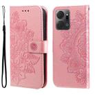 For Honor X7a 7-petal Flowers Embossing Leather Phone Case(Rose Gold) - 1