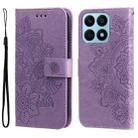 For Honor X8a 7-petal Flowers Embossing Leather Phone Case(Light Purple) - 1