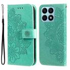 For Honor X8a 7-petal Flowers Embossing Leather Phone Case(Green) - 1