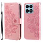 For Honor X8a 7-petal Flowers Embossing Leather Phone Case(Rose Gold) - 1