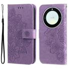 For Honor X9a/X40 5G/Magic5 Lite 7-petal Flowers Embossing Leather Phone Case(Light Purple) - 1