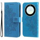 For Honor X9a/X40 5G/Magic5 Lite 7-petal Flowers Embossing Leather Phone Case(Blue) - 1