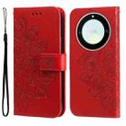 For Honor X9a/X40 5G/Magic5 Lite 7-petal Flowers Embossing Leather Phone Case(Red) - 1