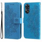 For OPPO Reno8 T 4G 7-petal Flowers Embossing Leather Phone Case(Blue) - 1