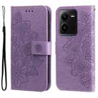 For vivo V25 5G/V25e 4G 7-petal Flowers Embossing Leather Phone Case(Light Purple) - 1