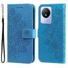 For vivo Y02 4G 7-petal Flowers Embossing Leather Phone Case(Blue) - 1