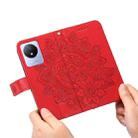 For vivo Y02 4G 7-petal Flowers Embossing Leather Phone Case(Red) - 6