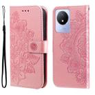 For vivo Y02 4G 7-petal Flowers Embossing Leather Phone Case(Rose Gold) - 1