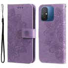 For Xiaomi Redmi 11A 4G/12C 7-petal Flowers Embossing Leather Phone Case(Light Purple) - 1