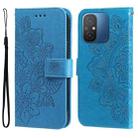 For Xiaomi Redmi 11A 4G/12C 7-petal Flowers Embossing Leather Phone Case(Blue) - 1