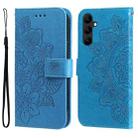 For Samsung Galaxy A24 4G 7-petal Flowers Embossing Leather Phone Case(Blue) - 1