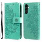 For Samsung Galaxy A24 4G 7-petal Flowers Embossing Leather Phone Case(Green) - 1