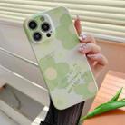 For iPhone 14 Pro PC Phone Case(Green Flower) - 1