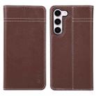 For Samsung Galaxy S23 5G GEBEI Top-grain Horizontal Flip Leather Phone Case(Brown) - 1