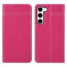 For Samsung Galaxy S23+ 5G GEBEI Top-grain Horizontal Flip Leather Phone Case(Rose Red) - 1