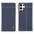 For Samsung Galaxy S23 Ultra 5G GEBEI Top-grain Horizontal Flip Leather Phone Case(Blue) - 1