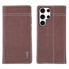For Samsung Galaxy S23 Ultra 5G GEBEI Top-grain Horizontal Flip Leather Phone Case(Brown) - 1