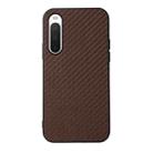 For Sony Xperia 10 V Carbon Fiber Texture PU Phone Case(Brown) - 1