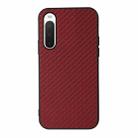 For Sony Xperia 10 V Carbon Fiber Texture PU Phone Case(Red) - 1