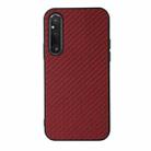 For Sony Xperia 1 V Carbon Fiber Texture PU Phone Case(Red) - 1