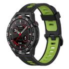 For Huawei Watch GT 3 SE 22mm Two-color Stripe Silicone Watch Band(Black Lime Green) - 1