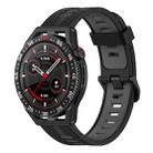 For Huawei Watch GT 3 SE 22mm Two-color Stripe Silicone Watch Band(Black Dark Grey) - 1