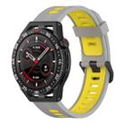For Huawei Watch GT 3 SE 22mm Two-color Stripe Silicone Watch Band(Grey Yellow) - 1
